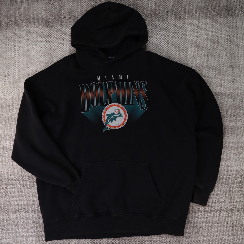 Abercrombie & Fitch NFL Miami Dolphins Hoodie Black Graphic Sweatshirt XL Tall